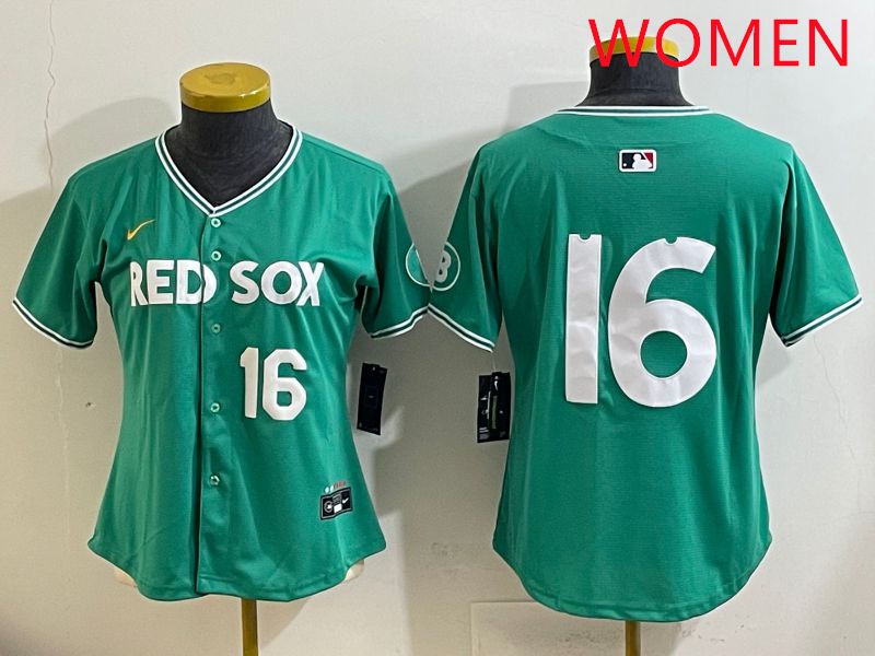 Women Boston Red Sox #16 No Name Green Joint Name Nike 2025 MLB Jersey style 2->women mlb jersey->Women Jersey